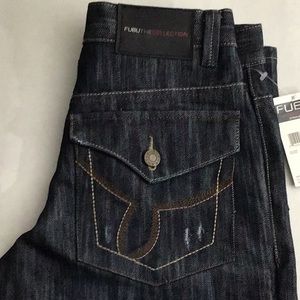 FUBU Kids Slim Straight Dark Wash Embroidered Jeans Size 10 NWT